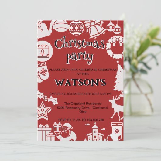 私たちと一緒にホリデーシーズンを祝おう！ハッピーなクリスマスパーティーに参加しよう！ 招待状 (スタンド正面)
