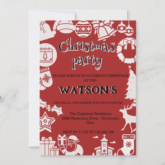 私たちと一緒にホリデーシーズンを祝おう!「ホリージョリークリスマスパーティー」 招待状 (正面)