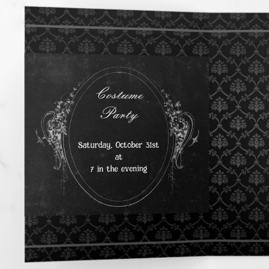 私たちと一緒に不気味なハロウィンパーティー 三つ折り招待状 (内部最初)