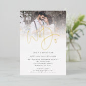 私たちと一緒に写真オーバーレイQRコードスクリプトウェディングリアルのもの 箔招待状 (立ち正面)