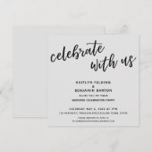 私たちと一緒に現代的なグレーの結婚式の披露宴を祝おう 招待状 (正面/裏面)