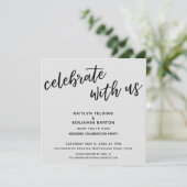 私たちと一緒に現代的なグレーの結婚式の披露宴を祝おう 招待状 (スタンド正面)