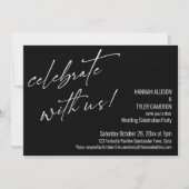 私たちと一緒に現代的なブラックウェディングレセプションを祝おう 招待状 (正面)