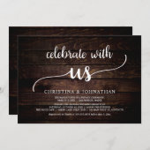 私たちと一緒に現代的な農村風の小さな結婚式の夕食を祝いましょう 招待状 (正面/裏面)