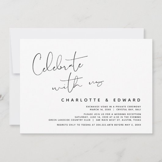 私たちと一緒に祝いましょう - ウェディングエロープメントパーティーの招待状 招待状 (正面)
