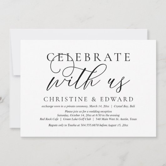 私たちと一緒に祝いましょう ウェディングエロープメントパーティ 招待状 (正面)