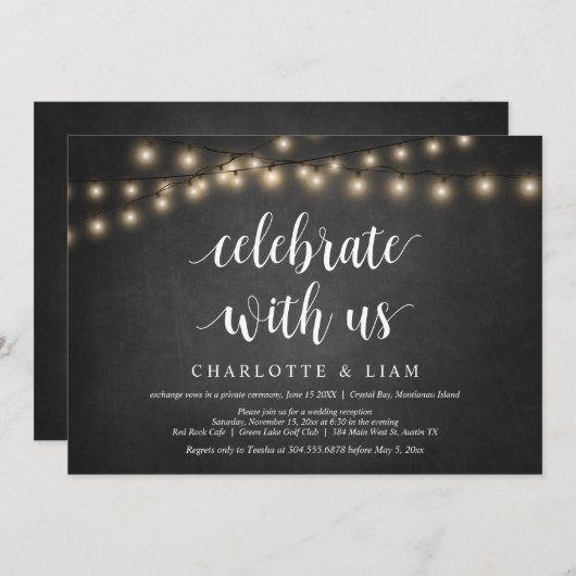 私たちと一緒に祝いましょう, ストリングライト, ウェディングエロープメント 招待状 (正面/裏面)