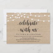 私たちと一緒に祝いましょう、ストリングライト、ウェディングエロープメント 招待状 (正面)