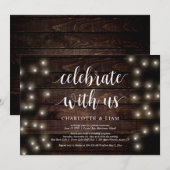 私たちと一緒に祝いましょう、ストリングライト、ウェディングエロープメント 招待状 (正面/裏面)