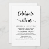 私たちと一緒に祝いましょう、ブラックフォント、ウェディングエロープメント I 招待状 (正面/裏面)