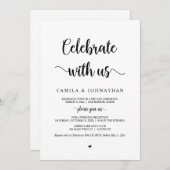私たちと一緒に祝いましょう, ブラックフォント, 結婚式の秘密の誓い(ウェディングエロープメント) 招待状 (正面/裏面)