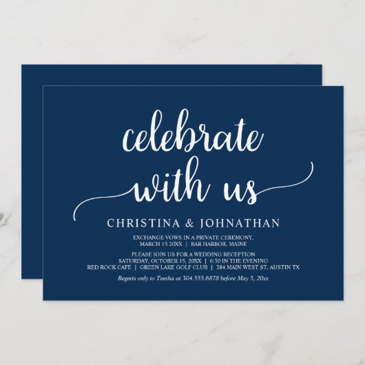 私たちと一緒に祝いましょう、モダンラスティックエロープメント招待状 招待状 (正面/裏面)