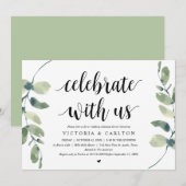 私たちと一緒に祝いましょう！結婚式のリハーサルディナー 招待状 (正面/裏面)