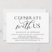 私たちと一緒に祝いましょう。結婚式の秘密の宴会 招待状 (正面)