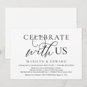 私たちと一緒に祝いましょう。結婚式の秘密の宴会 招待状 (正面/裏面)