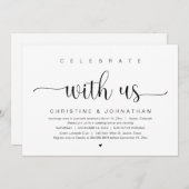 私たちと一緒に祝いましょう、結婚式の秘密の式のパーティー 招待状 (正面/裏面)