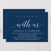 私たちと一緒に祝いましょう, 結婚式の秘密の誓い, ネイビーブルーイン 招待状 (正面/裏面)