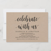 私たちと一緒に祝いましょう、Rustic Kraft、結婚式の秘密の誓い 招待状 (正面)