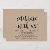 私たちと一緒に祝いましょう、Rustic Kraft、結婚式の秘密の誓い 招待状 (正面/裏面)