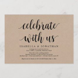 私たちと一緒に祝いましょう、Rustic Kraft、結婚式の秘密の誓い 招待状