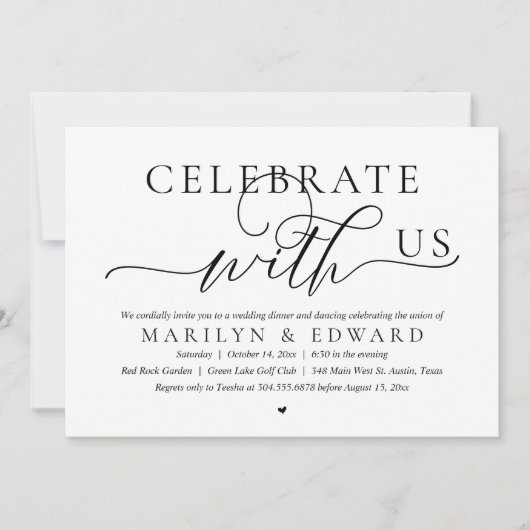 私たちと一緒に祝おう ウェディングエロープメントディナー 招待状 (正面)