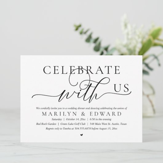 私たちと一緒に祝おう ウェディングエロープメントディナー 招待状 (スタンド正面)
