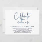 私たちと一緒に祝おう ウェディングエロープメントパーティー ネイビー 招待状 (正面)