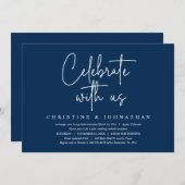 私たちと一緒に祝おう ウェディングエロープメントパーティー ネイビー 招待状 (正面/裏面)