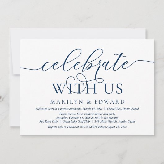 私たちと一緒に祝おう ウェディングエロープメントパーティ 招待状 (正面)