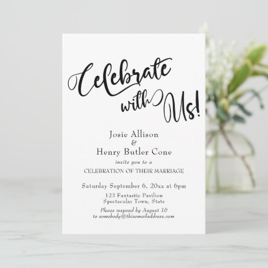 私たちと一緒に祝おう ウェディング レセプション ゴールド コンフェッティ 招待状 (スタンド正面)