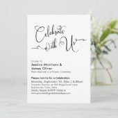 私たちと一緒に祝おう エレガントなカリグラフィー モノクロ 招待状 (スタンド正面)