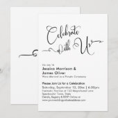私たちと一緒に祝おう エレガントなカリグラフィー モノクロ 招待状 (正面/裏面)