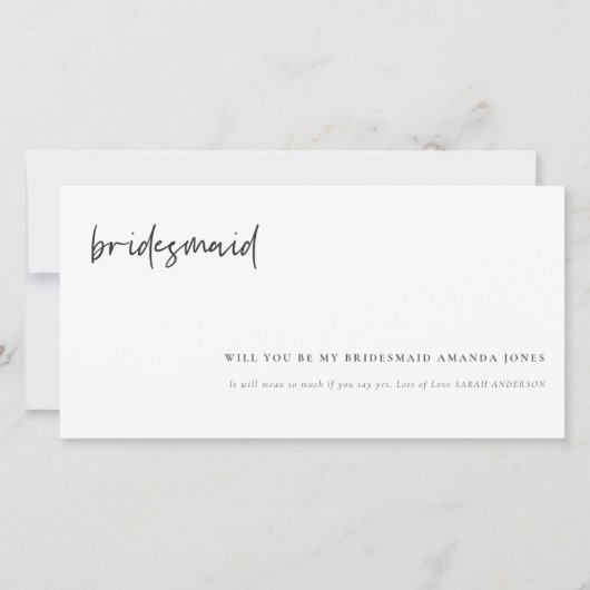 私たちと一緒に祝おう - カリグラフィーブライドメイド招待状 サンキューカード (正面)