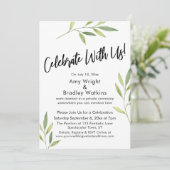 私たちと一緒に祝おう！グリーンの水彩植物 招待状 (スタンド正面)