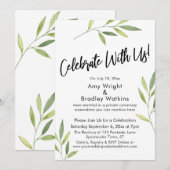 私たちと一緒に祝おう！グリーンの水彩植物 招待状 (正面/裏面)