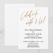 私たちと一緒に祝おう！ゴールドエレガントウェディングパーティ 招待状 (正面/裏面)