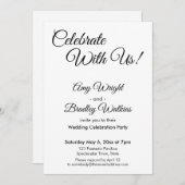 私たちと一緒に祝おう！シンプルなブラック＆ホワイトのレセプション 招待状 (正面/裏面)