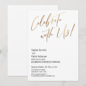 私たちと一緒に祝おう！シンプルな結婚式のパーティー 招待状 (正面/裏面)