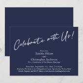 私たちと一緒に祝おう - シンプル ネイビーブルー 招待状 (正面/裏面)