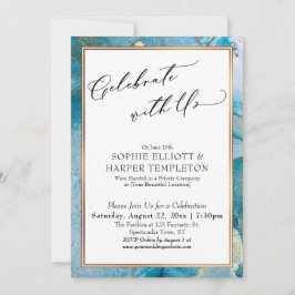 私たちと一緒に祝おう ティール＆ゴールド インク 受付のみ 招待状