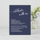 私たちと一緒に祝おう ハーツ スクリプト ネイビー レセプション 招待状 (スタンド正面)