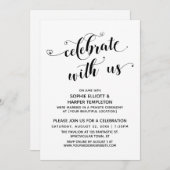 私たちと一緒に祝おう ハートのカリグラフィー レセプション 招待状 (正面/裏面)