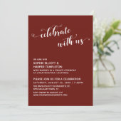 私たちと一緒に祝おう ハート スクリプト バーガンディー レセプション 招待状 (スタンド正面)