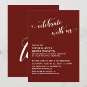私たちと一緒に祝おう ハート スクリプト バーガンディー レセプション 招待状 (正面/裏面)