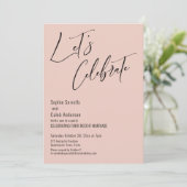 私たちと一緒に祝おう！モダンなバーガンディピンクのレセプション 招待状 (スタンド正面)