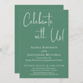 私たちと一緒に祝おう!モダンなレセプション プリティーグリーン 招待状 (正面/裏面)