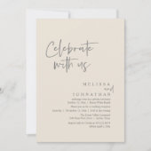 私たちと一緒に祝おう、モダンな結婚披露宴 招待状 (正面)