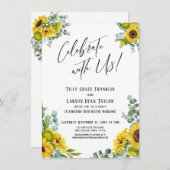 私たちと一緒に祝おう！ユーカリとひまわりの結婚式案内状 招待状 (正面/裏面)