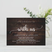 私たちと一緒に祝おう、ラスティック ウェディング エロープメント ディナー 招待状 (スタンド正面)