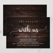 私たちと一緒に祝おう、ラスティック ウェディング エロープメント ディナー 招待状 (正面/裏面)